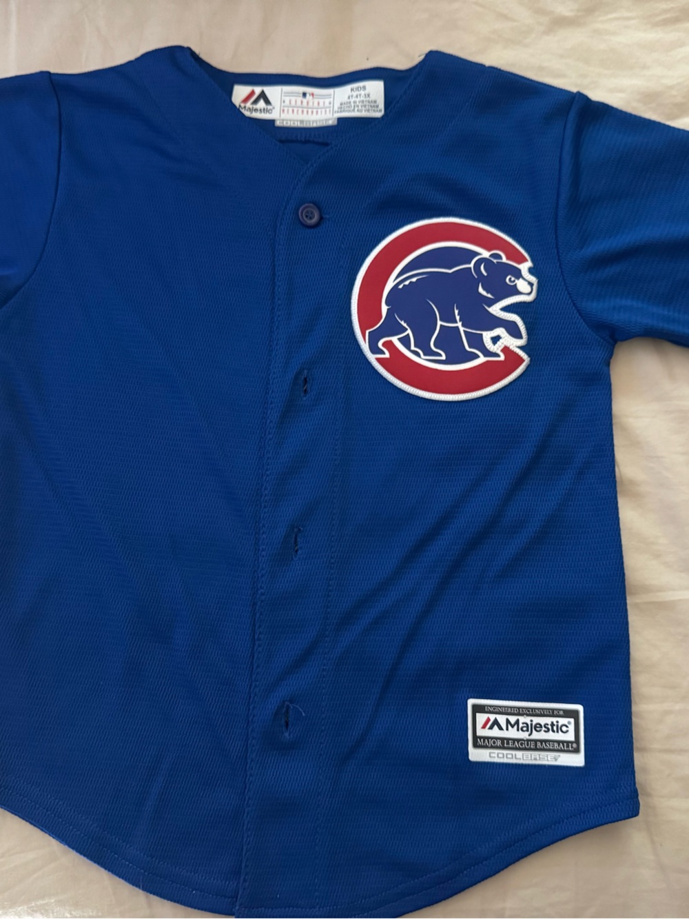 Chicago Cubs Kids Toddler 4T MLB BAEZ away Blue Baseball Jersey EUC